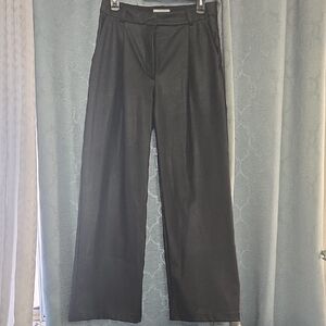 H&M Black Faux Leather Wideleg Trousers